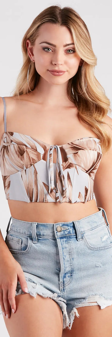 So Beachy Tropical Print Cropped Bustier