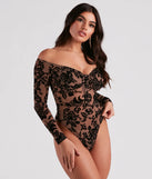 Regal Affair Flocked Velvet Bodysuit