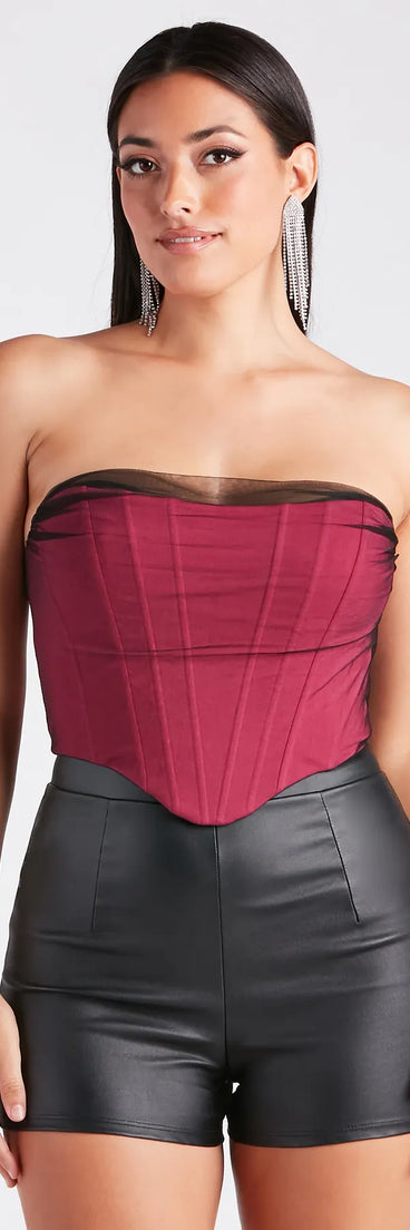 Having A Moment Ponte Tulle Corset Top