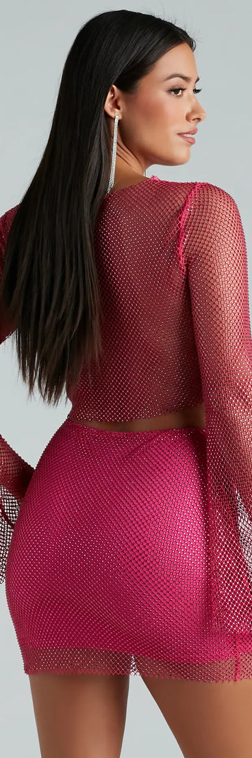 Party Mood Rhinestone Sheer Fishnet Top