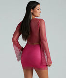 Party Mood Rhinestone Sheer Fishnet Top