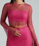 Party Mood Rhinestone Sheer Fishnet Top