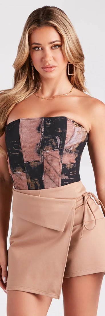 Treasure Me Strapless Printed Bustier