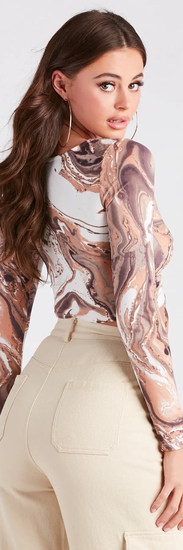 So Obsessed Marble Print Crop Top