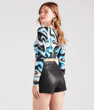 In My 70s Era Marble Lace-Up Crop Top