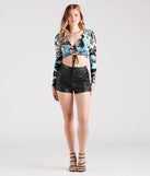 In My 70s Era Marble Lace-Up Crop Top