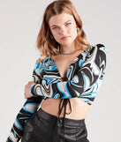 In My 70s Era Marble Lace-Up Crop Top