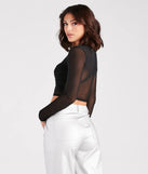 Sheer Stunner Twist-Front Mesh Crop Top