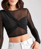 Sheer Stunner Twist-Front Mesh Crop Top