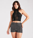 Trendy Silhouette Sheer Mesh Crop Top