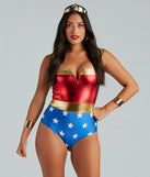 Lady Justice Star Print Metallic Bodysuit