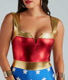 Lady Justice Star Print Metallic Bodysuit