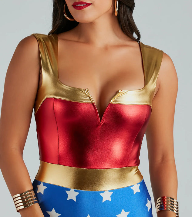 Lady Justice Star Print Metallic Bodysuit | Windsor