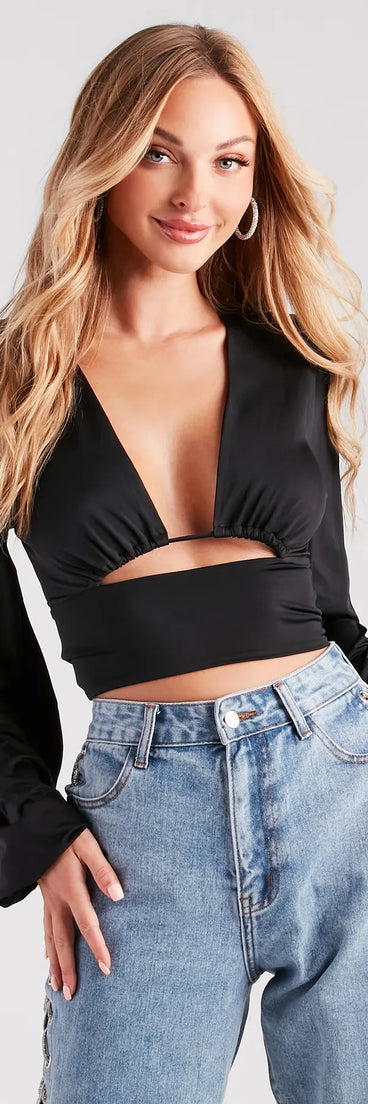 Blown Away Plunge Tie-Back Crop Top