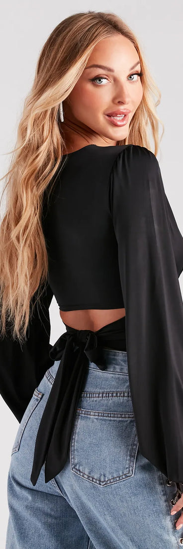 Blown Away Plunge Tie-Back Crop Top