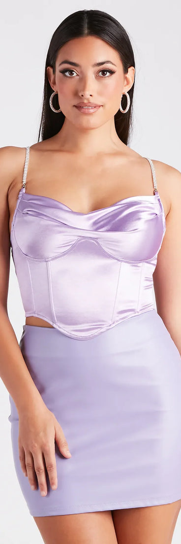 Bust Out The Rhinestone Satin Bustier