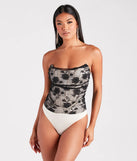 Sultry Romance Sheer Lace Corset Bodysuit