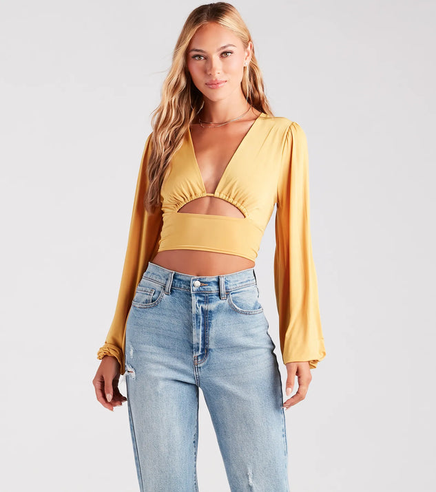 Blown Away Plunge Tie-Back Crop Top | Windsor