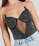 Fire And Ice Rhinestone Strapless Bodysuit