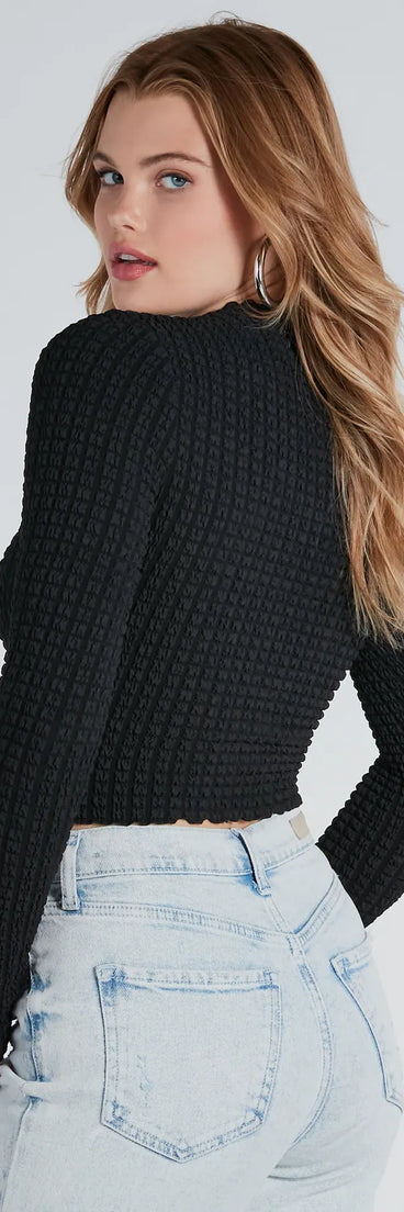 Major Essential Textured Knit Crop Top
