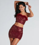 Save A Dance Sequin Marabou Crop Top