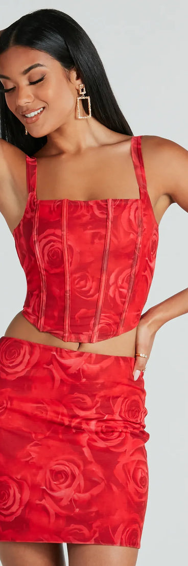 Romantic Ways Rose Lace-Up Mesh Bustier