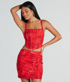 Romantic Ways Rose Lace-Up Mesh Bustier