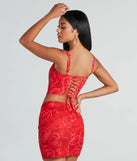 Romantic Ways Rose Lace-Up Mesh Bustier