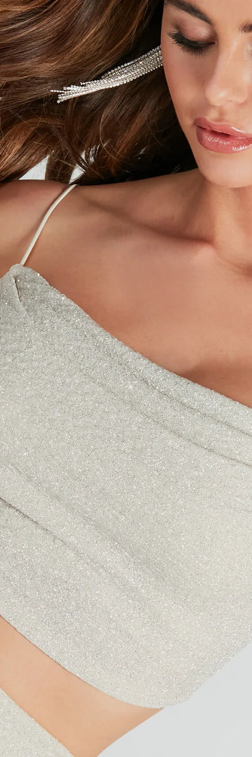 Sparkle All The Way Glitter Crop Top