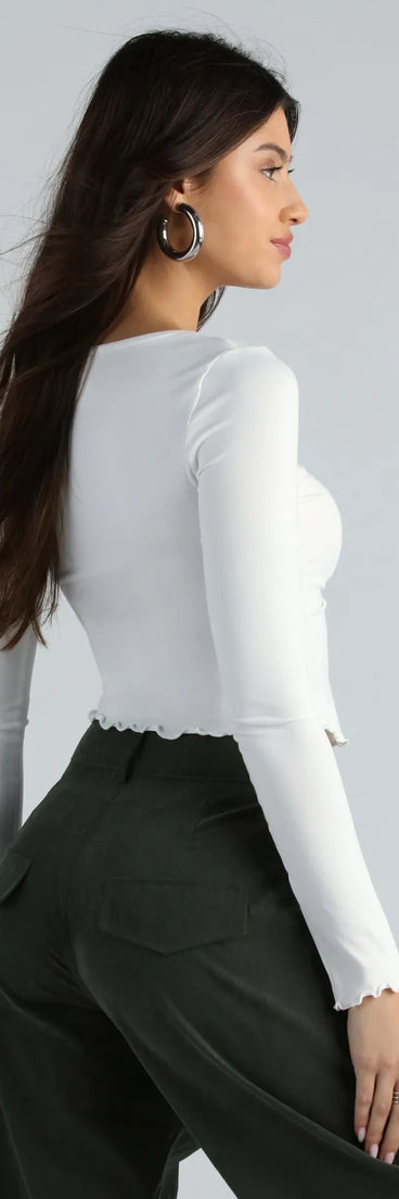 Extra Sass Long Sleeve Slit Crop Top