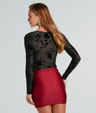 Sultry Beauty Floral Velvet Burnout Bodysuit