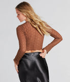 Near And Sheer Texture Mock Neck Crop Top