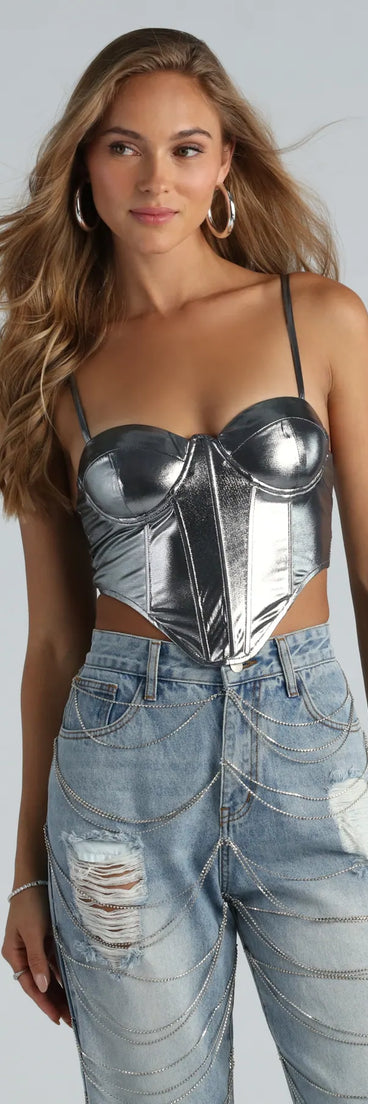 Future So Bright Metallic Crop Bustier