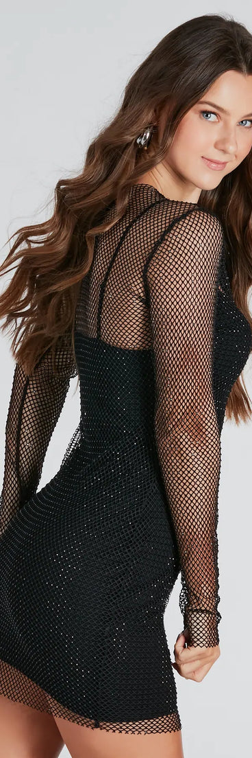 Star Gazing Fishnet Rhinestone Tunic Top