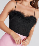 Most Glamorous Glitter Marabou Bodysuit