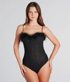 Most Glamorous Glitter Marabou Bodysuit