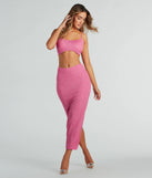 Effortlessly create holiday party outfits or vacation-ready looks with the Glittery Vibes Ruched Spaghetti Strap Crop Top, one part of a versatile women's pink matching set perfect for quick and easy outfit combinations from layering chic outfits to transitioning your look seamlessly.