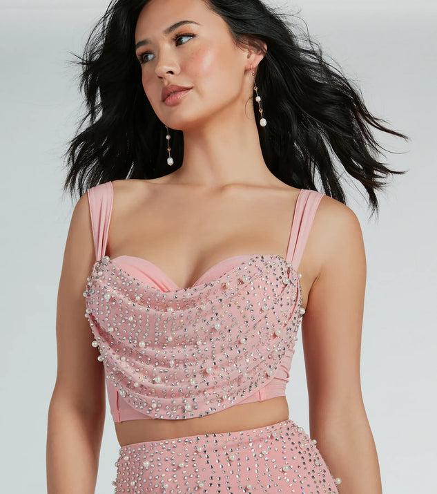Iconic Glamour Rhinestone And Pearl Bustier Top | Windsor