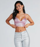 Going For Glam Rhinestone Satin Crop Top