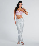Going For Glam Rhinestone Satin Crop Top