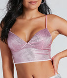 Going For Glam Rhinestone Satin Crop Top
