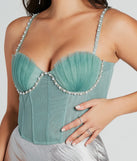 Dreamy Pearl And Rhinestone Trim Bustier Top