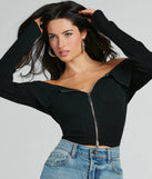 Cutely Charming Off-The-Shoulder Zipper Top