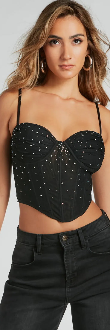 Stunned By Luxe Rhinestone Mesh Bustier | Windsor