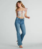 Gorgeous Blooms Lace-Up Floral Mesh Corset Top