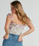 Gorgeous Blooms Lace-Up Floral Mesh Corset Top