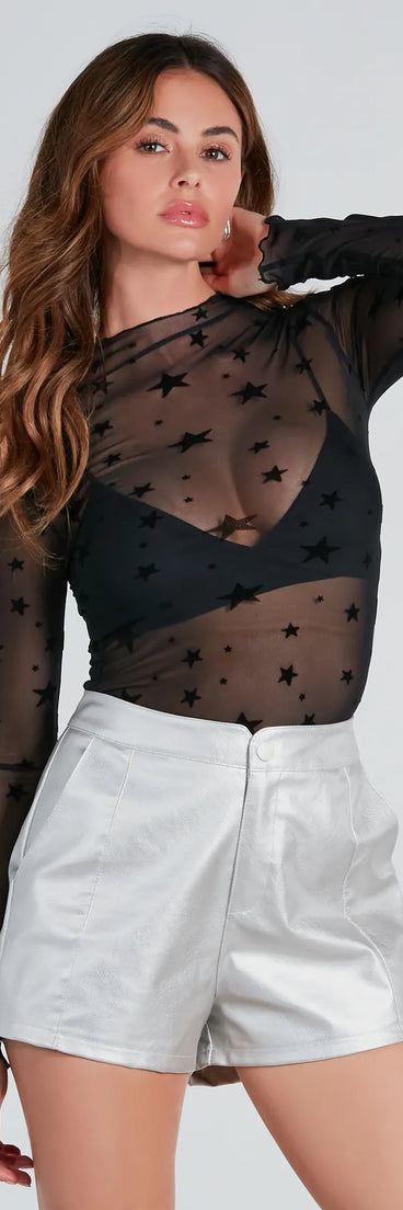 Starstruck Velvet Flocked Mesh Crop Top