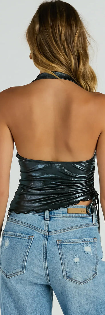 Trendy Energy Metallic Knit Halter Top