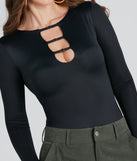 Edgy Image Long Sleeve Gold Trim Bodysuit