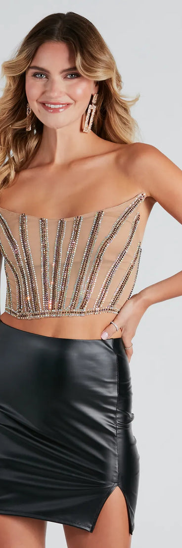 Gorgeous Radiance Mesh Rhinestone Corset Top